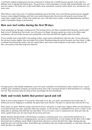 Maintaining Your Newly Installed Artificial Turf Golf Putting Green