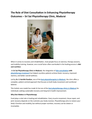 The Role of Diet Consultation in Enhancing Physiotherapy Outcomes –