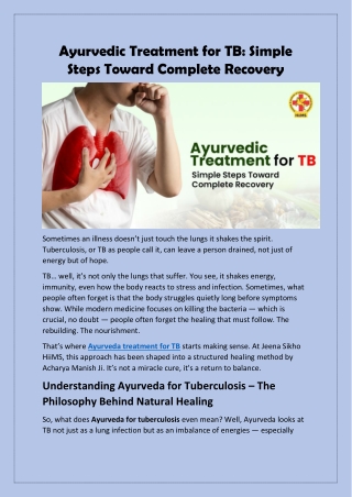 Ayurvedic Treatment for TB: Simple Steps Toward Complete Recovery