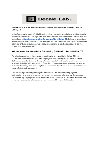 Empowering Change with Technology_ Salesforce Consulting for Non-Profits in Dallas, TX