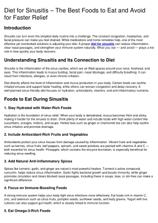 Diet for Sinusitis – The Best Foods to Eat and Avoid for Faster Relief