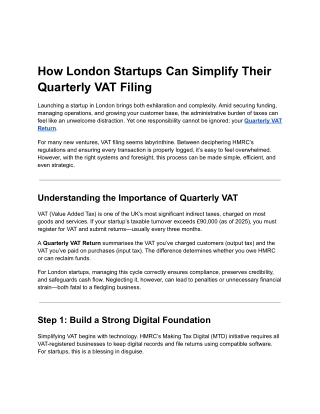 How London Startups Can Simplify Their Quarterly VAT Filing