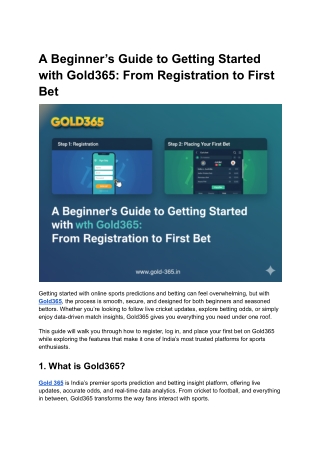 A Beginner’s Guide to Getting Started with Gold365 From Registration to First Bet
