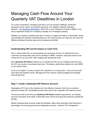 Managing Cash Flow Around Your Quarterly VAT Deadlines in London