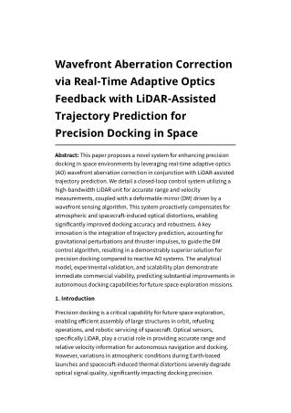 Wavefront Aberration Correction via Real-Time Adaptive Optics Feedback with LiDAR-Assisted Trajectory Prediction for Pre