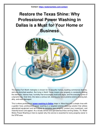 Restore the Texas Shine_ Why Professional Power Washing in Dallas is a Must for Your Home or Business