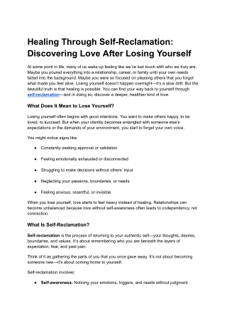 Healing Through Self-Reclamation_ Discovering Love After Losing Yourself