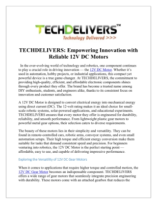Efficient 12V DC Motor for Model Making and Engineering Applications`