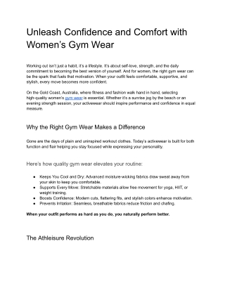 Unleash Confidence and Comfort with Women’s Gym Wear