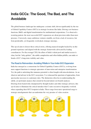 India GCCs: The Good, The Bad, and The  Avoidable