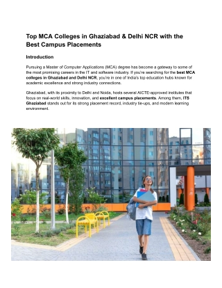 Top MCA Colleges in Ghaziabad & Delhi NCR with the Best Campus Placements