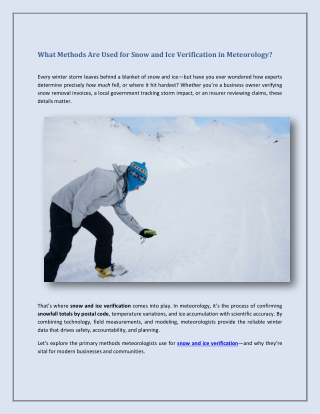 What Methods Are Used for Snow and Ice Verification in Meteorology