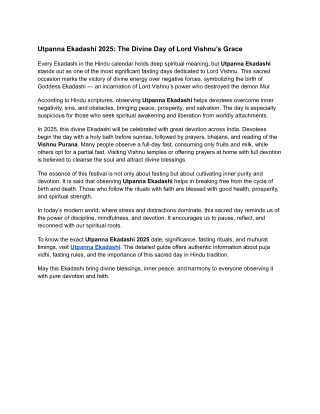 Utpanna Ekadashi 2025: The Divine Day of Lord Vishnu’s Grace