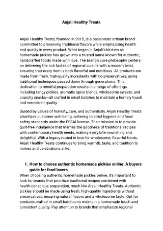 Anjali Healthy Treats — Authentic Homemade Pickles & Snacks Made with Love