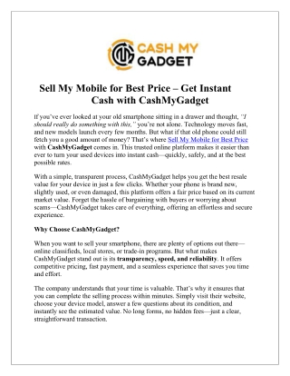 Sell My Mobile Online | Secure and Easy Mobile Selling Websites