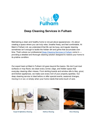 Deep Cleaning Services in Fulham