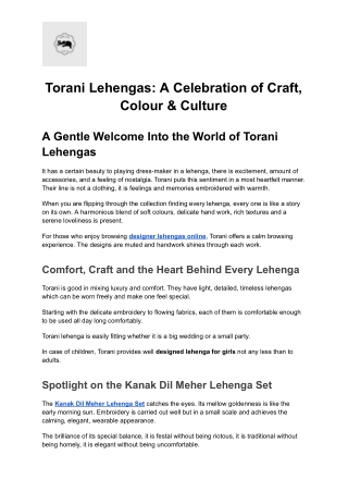 Torani Lehengas_ A Celebration of Craft, Colour & Culture