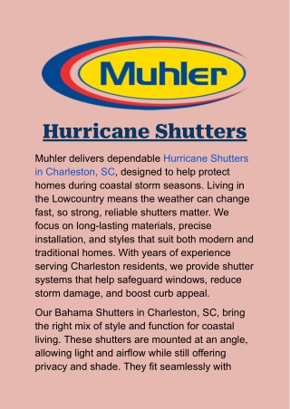 Hurricane Shutters in Charleston, SC: Strong Home Protection Built to Last