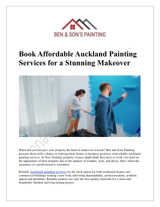 Book Affordable Auckland Painting Services for a Stunning Makeover