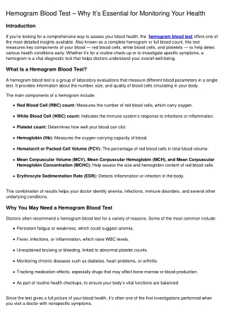 Hemogram Blood Test – Why It’s Essential for Monitoring Your Health