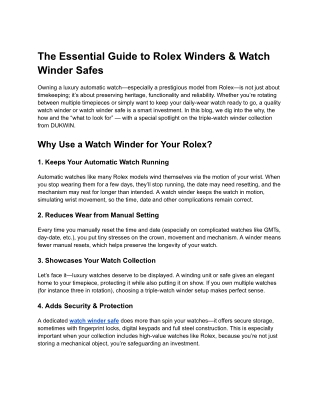 The Essential Guide to Rolex Winders & Watch Winder Safes