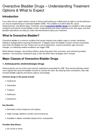 Overactive Bladder Drugs – Understanding Treatment Options & What to Expect