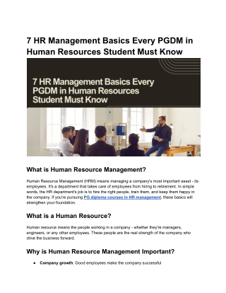7 HR Management Basics Every PGDM in Human Resources Student Must Know