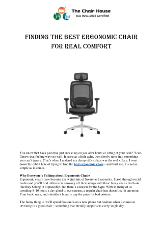 Best Ergonomic Chair – Because Your Back Deserves Better