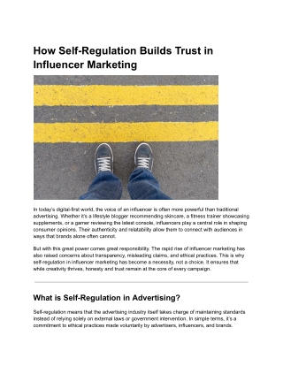 How Self-Regulation Builds Trust in Influencer Marketing