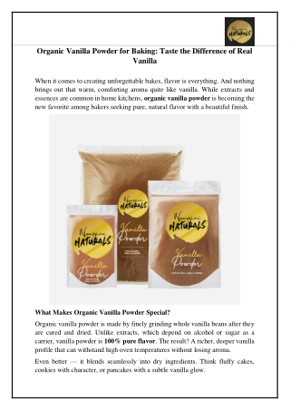 Organic Vanilla Powder for Baking- Taste the Difference of Real Vanilla