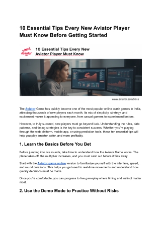 10 Essential Tips Every New Aviator Player Must Know Before Getting Started