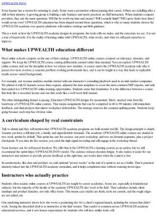 Benefits of UPWEALTH Education: Why Students Choose Us