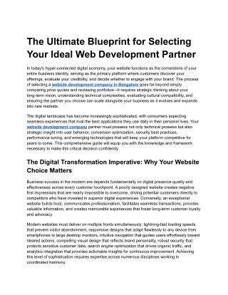 The Ultimate Blueprint for Selecting Your Ideal Web Development Partner