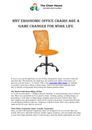 Why Ergonomic Office Chairs Are a Total Game Changer