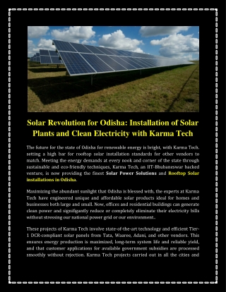 Solar Revolution for Odisha