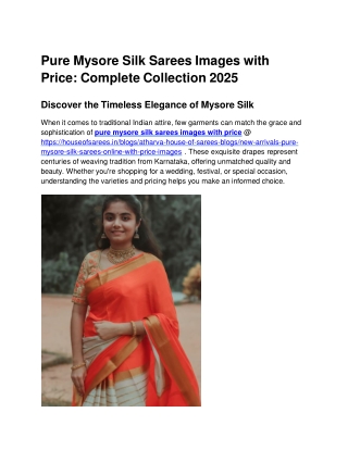 Pure Mysore Silk Sarees Images with Price_ Complete Collection 2025