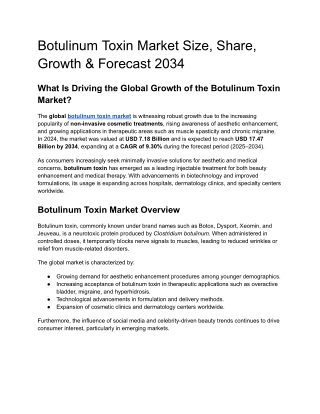 Botulinum Toxin Market Size, Share, Growth & Forecast 2034