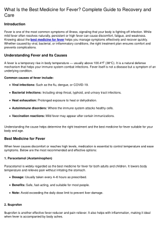 What Is the Best Medicine for Fever? Complete Guide to Recovery and Care