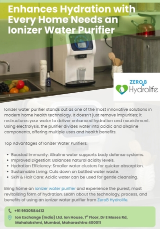 Enhances Hydration with Every Home Needs an Ionizer Water Purifier