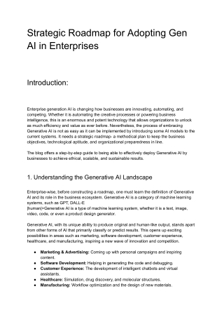 Strategic Roadmap for Adopting Gen AI in Enterprises
