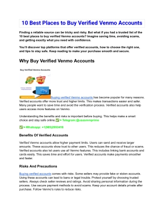 10 Best Places to Buy Verified Venmo Accounts
