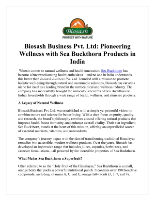 Discover Premium Sea Buckthorn in India – Natural Health & Wellness Source
