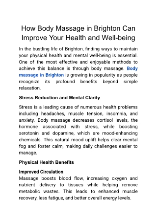 Top Reasons to Choose Swedish Body Massages for Stress Relief