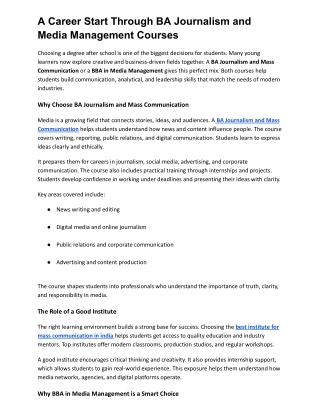 A Career Start Through BA Journalism and Media Management Courses