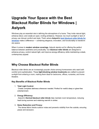 Blackout Roller Blinds for Windows