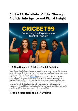 Cricbet99_ Redefining Cricket Through Artificial Intelligence and Digital Insight
