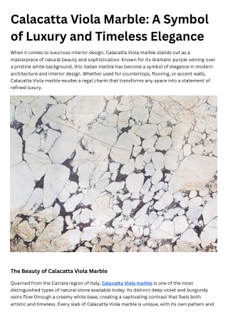 Calacatta Viola Marble A Symbol of Luxury and Timeless Elegance