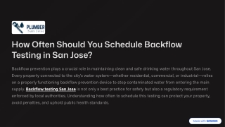 How Often Should You Schedule Backflow Testing in San Jose