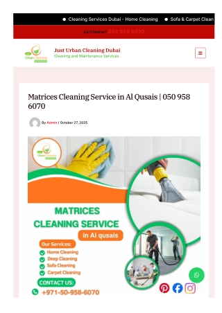 Matrices Cleaning Service in Al Qusais by Just Urban Cleaning Dubai
