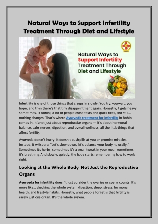 Natural Ways to Support Infertility Treatment Through Diet and Lifestyle